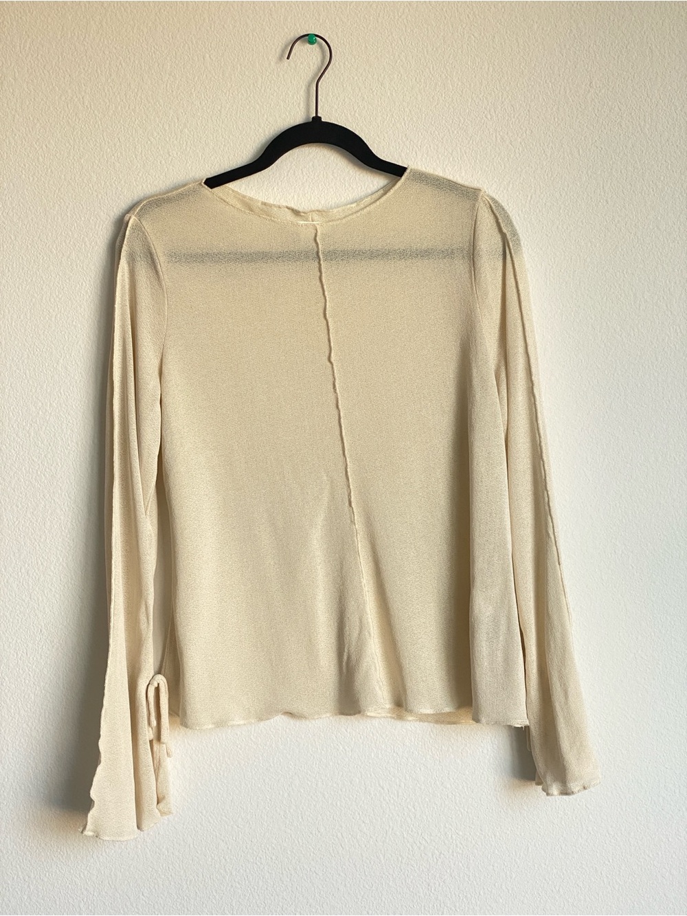 H&M Cream Long Sleeve Semi-Sheer Top